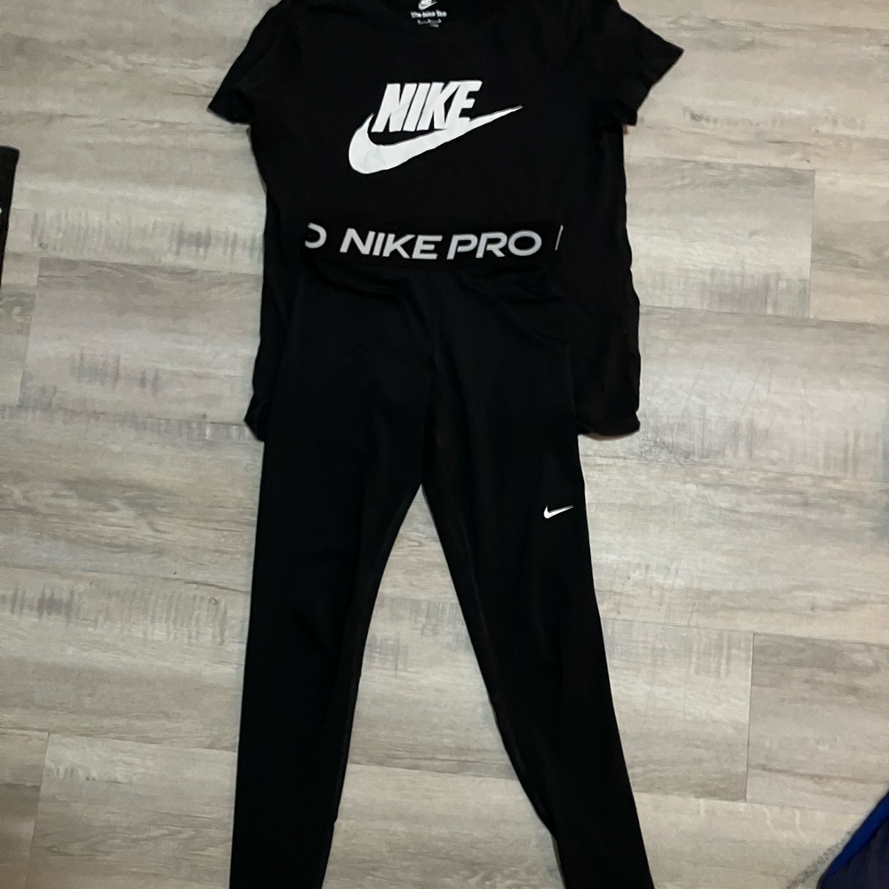 Nike Black Activewear Set with White Logo